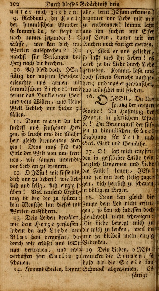 Das Kleine Davidische Psalterspiel der Kinder Zions: von alten und neuen auserlesenen Geistes-Gesängen allen wahren heils-begierigen säuglingen der weisheit, infonderheit aber denen Gemeinden ... page 102