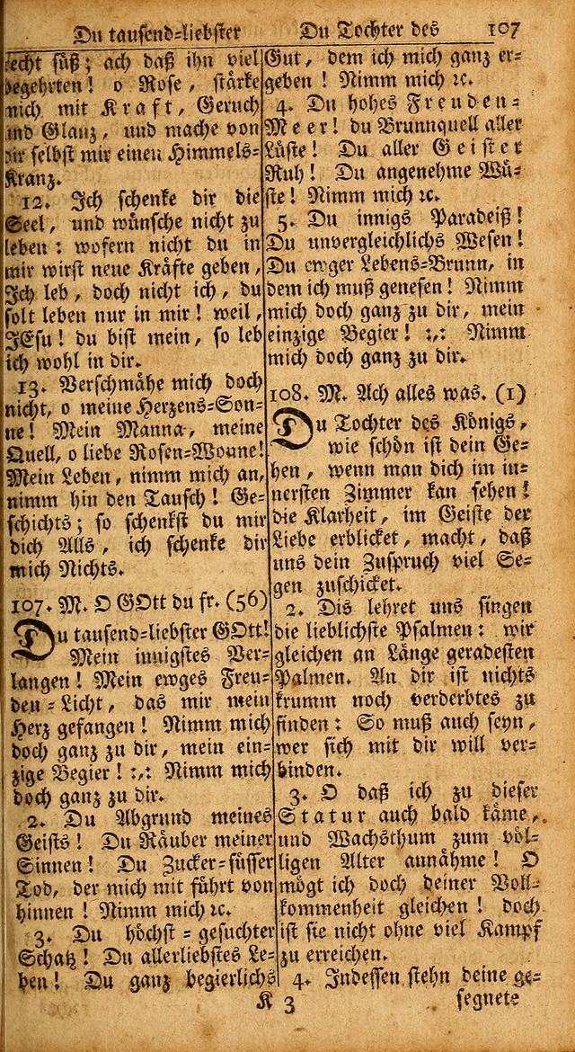 Das Kleine Davidische Psalterspiel der Kinder Zions: von alten und neuen auserlesenen Geistes-Gesängen allen wahren heils-begierigen säuglingen der weisheit, infonderheit aber denen Gemeinden ... page 107