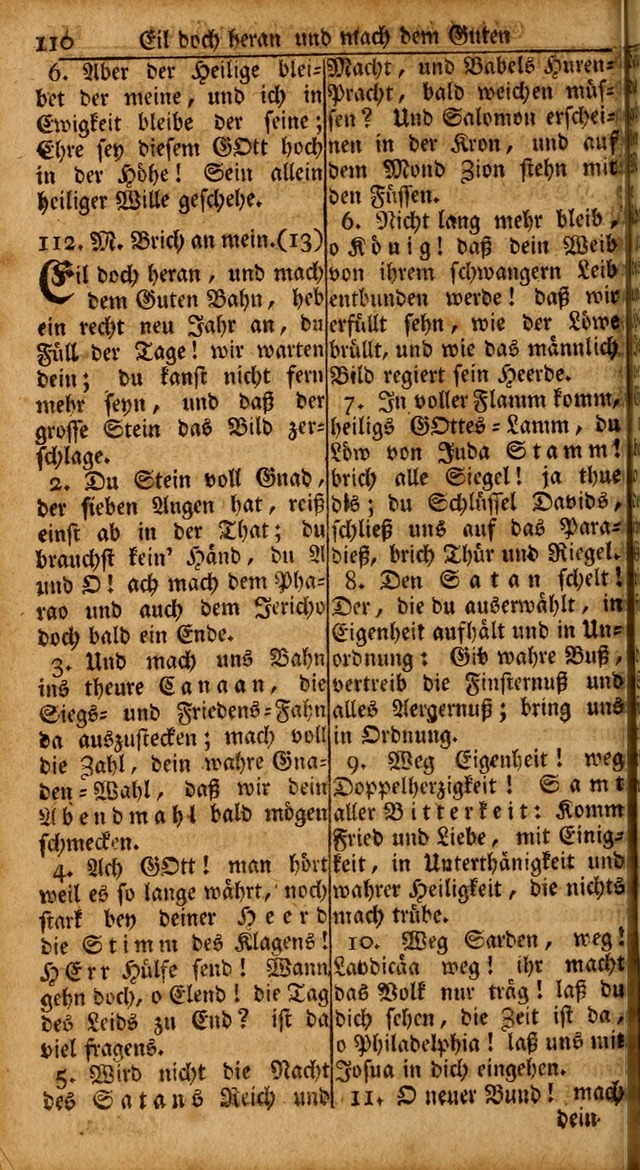 Das Kleine Davidische Psalterspiel der Kinder Zions: von alten und neuen auserlesenen Geistes-Gesängen allen wahren heils-begierigen säuglingen der weisheit, infonderheit aber denen Gemeinden ... page 110