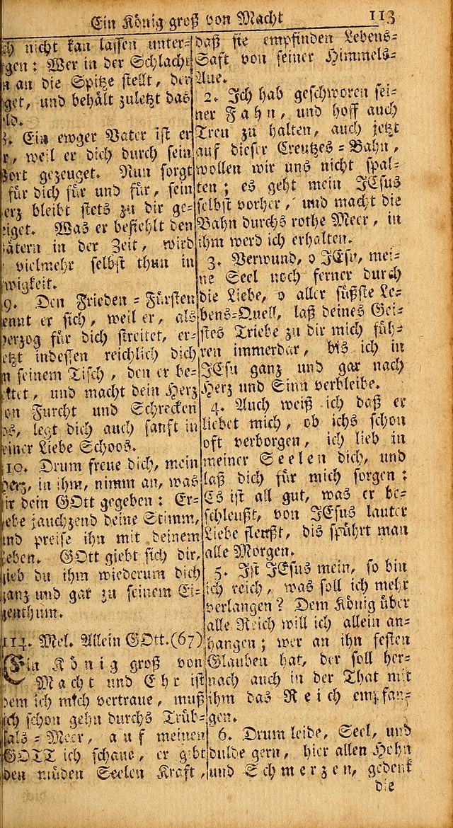 Das Kleine Davidische Psalterspiel der Kinder Zions: von alten und neuen auserlesenen Geistes-Gesängen allen wahren heils-begierigen säuglingen der weisheit, infonderheit aber denen Gemeinden ... page 113