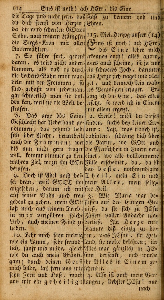 Das Kleine Davidische Psalterspiel der Kinder Zions: von alten und neuen auserlesenen Geistes-Gesängen allen wahren heils-begierigen säuglingen der weisheit, infonderheit aber denen Gemeinden ... page 114