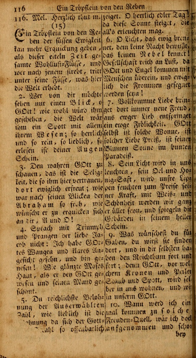 Das Kleine Davidische Psalterspiel der Kinder Zions: von alten und neuen auserlesenen Geistes-Gesängen allen wahren heils-begierigen säuglingen der weisheit, infonderheit aber denen Gemeinden ... page 116