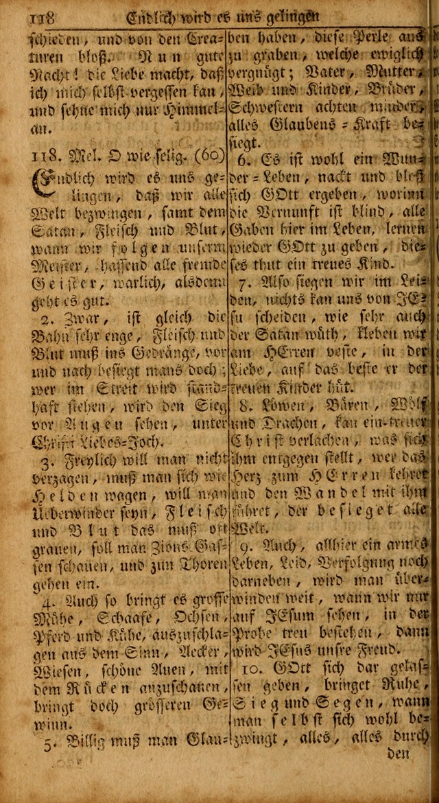 Das Kleine Davidische Psalterspiel der Kinder Zions: von alten und neuen auserlesenen Geistes-Gesängen allen wahren heils-begierigen säuglingen der weisheit, infonderheit aber denen Gemeinden ... page 118