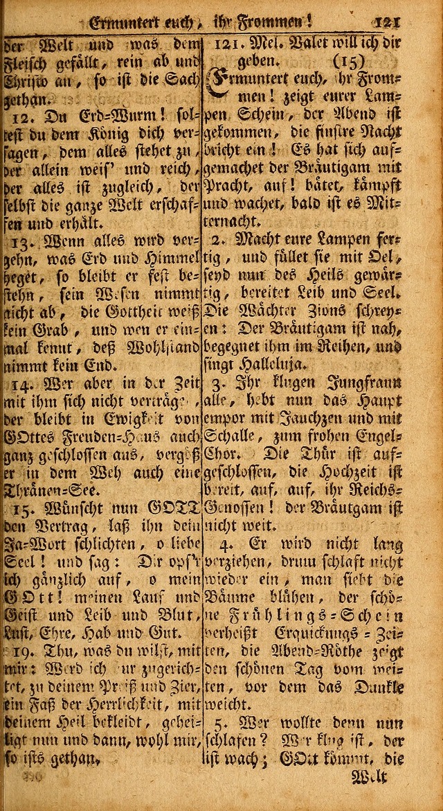 Das Kleine Davidische Psalterspiel der Kinder Zions: von alten und neuen auserlesenen Geistes-Gesängen allen wahren heils-begierigen säuglingen der weisheit, infonderheit aber denen Gemeinden ... page 121