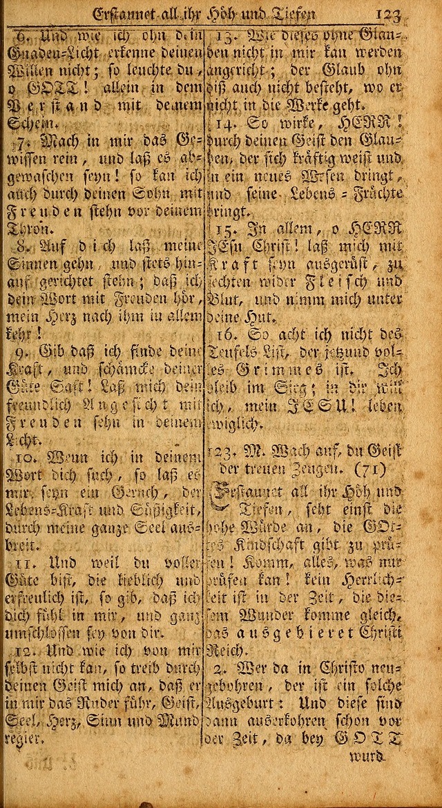 Das Kleine Davidische Psalterspiel der Kinder Zions: von alten und neuen auserlesenen Geistes-Gesängen allen wahren heils-begierigen säuglingen der weisheit, infonderheit aber denen Gemeinden ... page 123