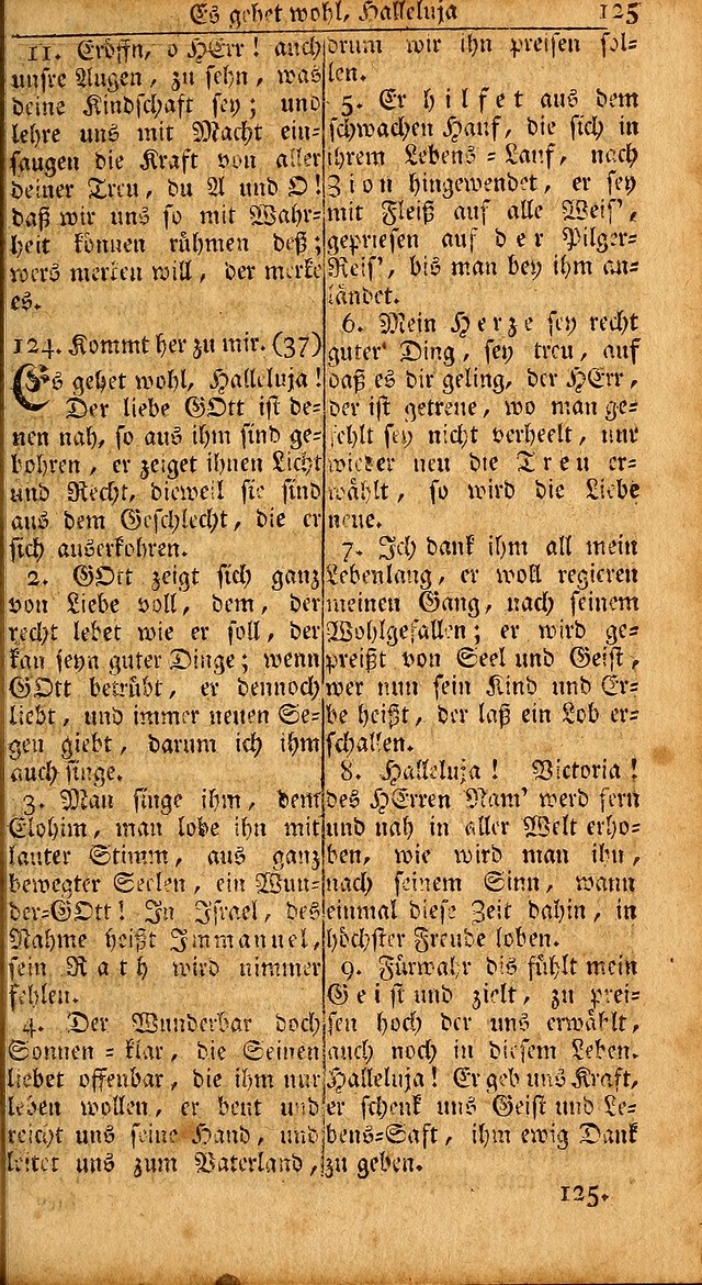 Das Kleine Davidische Psalterspiel der Kinder Zions: von alten und neuen auserlesenen Geistes-Gesängen allen wahren heils-begierigen säuglingen der weisheit, infonderheit aber denen Gemeinden ... page 125