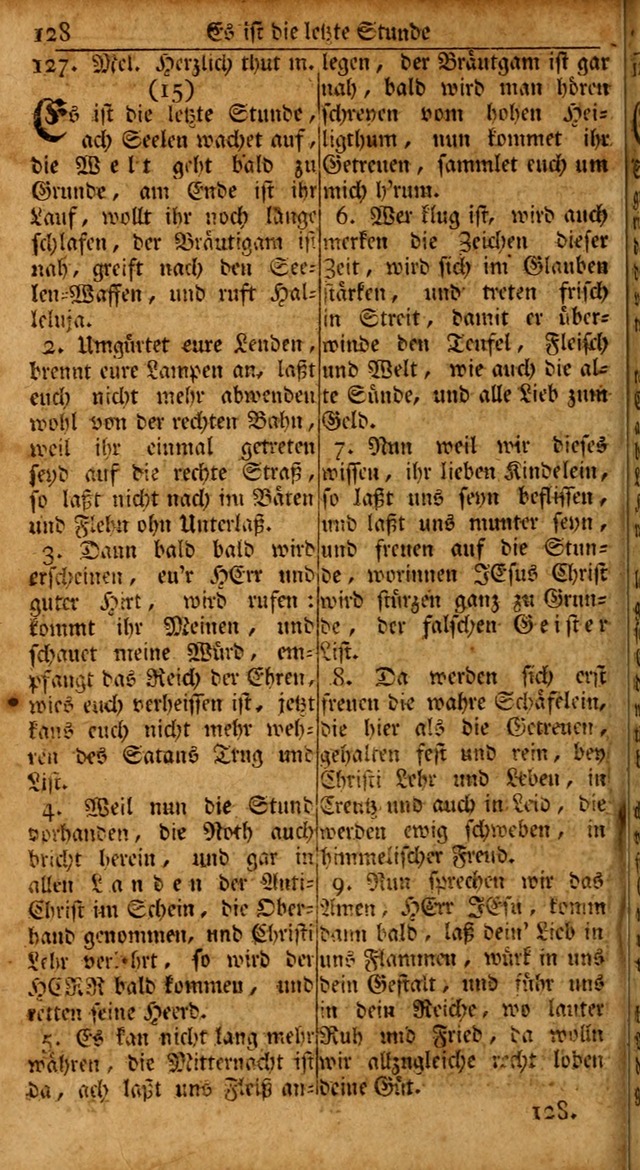 Das Kleine Davidische Psalterspiel der Kinder Zions: von alten und neuen auserlesenen Geistes-Gesängen allen wahren heils-begierigen säuglingen der weisheit, infonderheit aber denen Gemeinden ... page 128