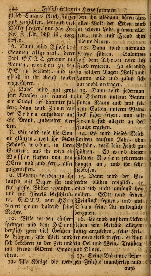 Das Kleine Davidische Psalterspiel der Kinder Zions: von alten und neuen auserlesenen Geistes-Gesängen allen wahren heils-begierigen säuglingen der weisheit, infonderheit aber denen Gemeinden ... page 144