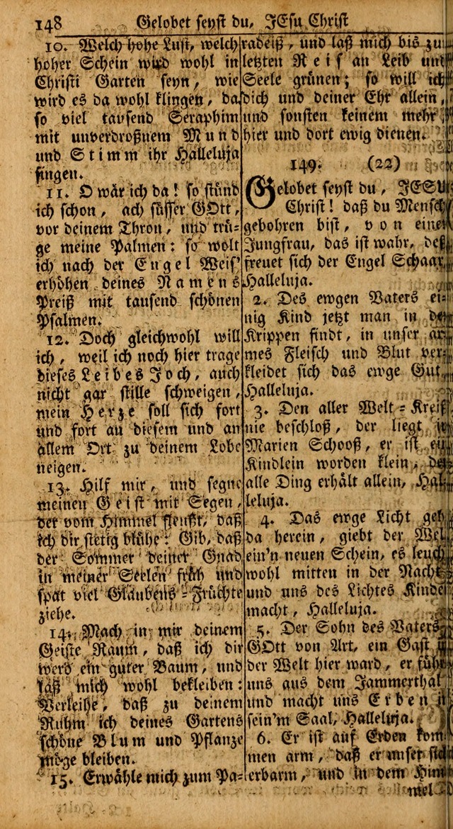 Das Kleine Davidische Psalterspiel der Kinder Zions: von alten und neuen auserlesenen Geistes-Gesängen allen wahren heils-begierigen säuglingen der weisheit, infonderheit aber denen Gemeinden ... page 148