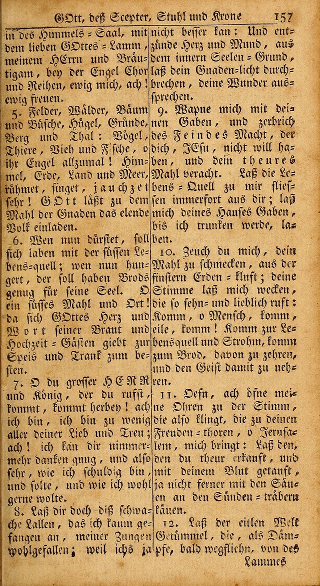 Das Kleine Davidische Psalterspiel der Kinder Zions: von alten und neuen auserlesenen Geistes-Gesängen allen wahren heils-begierigen säuglingen der weisheit, infonderheit aber denen Gemeinden ... page 157