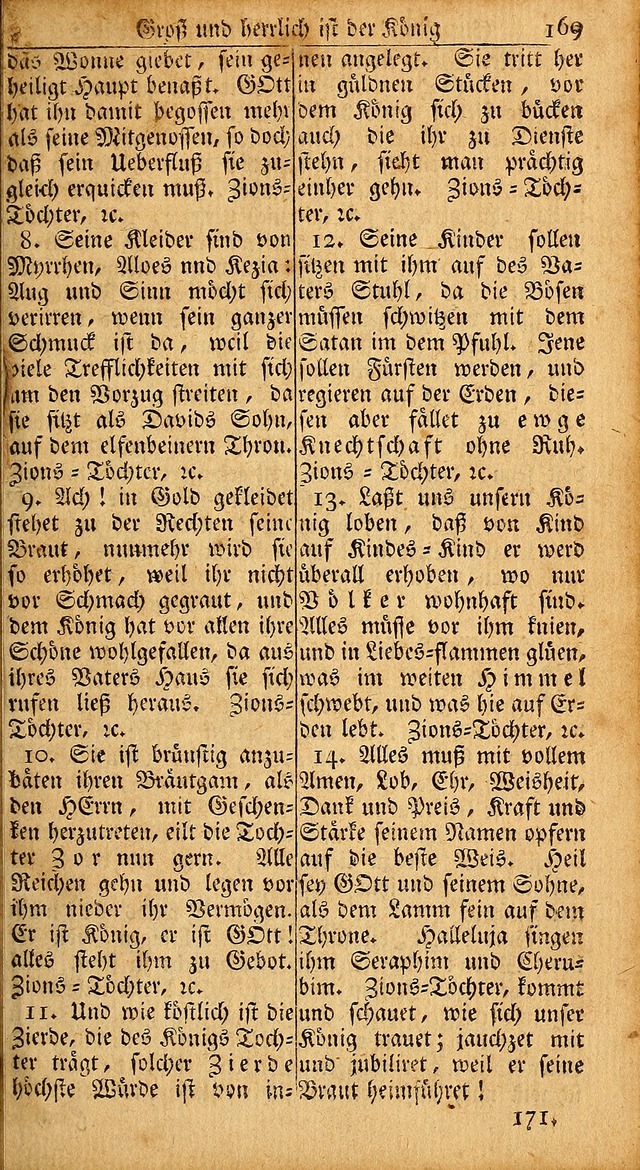 Das Kleine Davidische Psalterspiel der Kinder Zions: von alten und neuen auserlesenen Geistes-Gesängen allen wahren heils-begierigen säuglingen der weisheit, infonderheit aber denen Gemeinden ... page 169