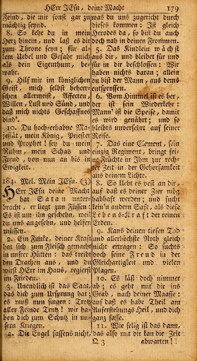 Das Kleine Davidische Psalterspiel der Kinder Zions: von alten und neuen auserlesenen Geistes-Gesängen allen wahren heils-begierigen säuglingen der weisheit, infonderheit aber denen Gemeinden ... page 179