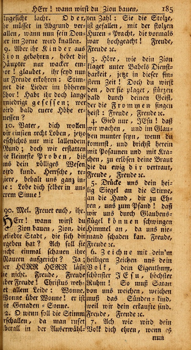 Das Kleine Davidische Psalterspiel der Kinder Zions: von alten und neuen auserlesenen Geistes-Gesängen allen wahren heils-begierigen säuglingen der weisheit, infonderheit aber denen Gemeinden ... page 185