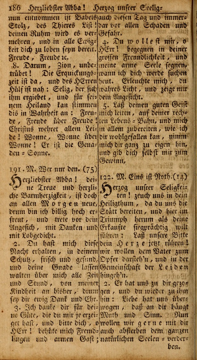 Das Kleine Davidische Psalterspiel der Kinder Zions: von alten und neuen auserlesenen Geistes-Gesängen allen wahren heils-begierigen säuglingen der weisheit, infonderheit aber denen Gemeinden ... page 186