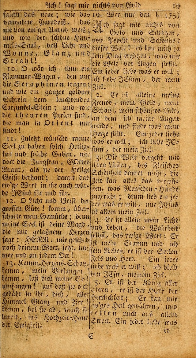 Das Kleine Davidische Psalterspiel der Kinder Zions: von alten und neuen auserlesenen Geistes-Gesängen allen wahren heils-begierigen säuglingen der weisheit, infonderheit aber denen Gemeinden ... page 19