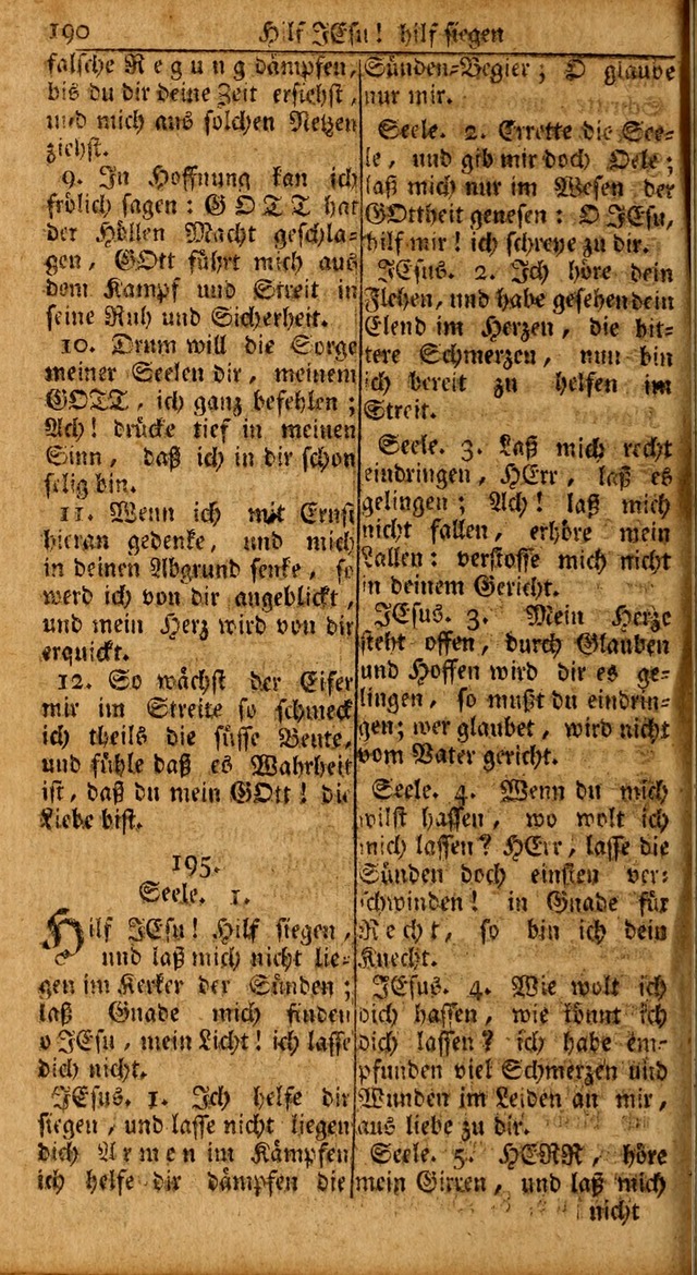 Das Kleine Davidische Psalterspiel der Kinder Zions: von alten und neuen auserlesenen Geistes-Gesängen allen wahren heils-begierigen säuglingen der weisheit, infonderheit aber denen Gemeinden ... page 190