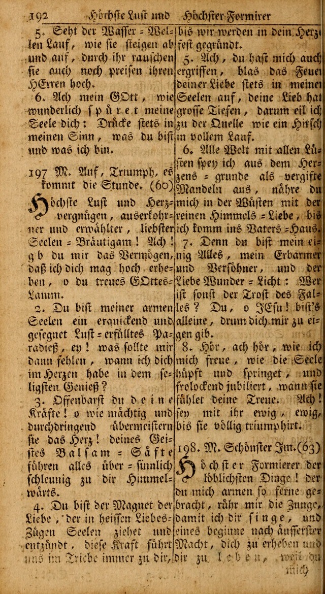 Das Kleine Davidische Psalterspiel der Kinder Zions: von alten und neuen auserlesenen Geistes-Gesängen allen wahren heils-begierigen säuglingen der weisheit, infonderheit aber denen Gemeinden ... page 192