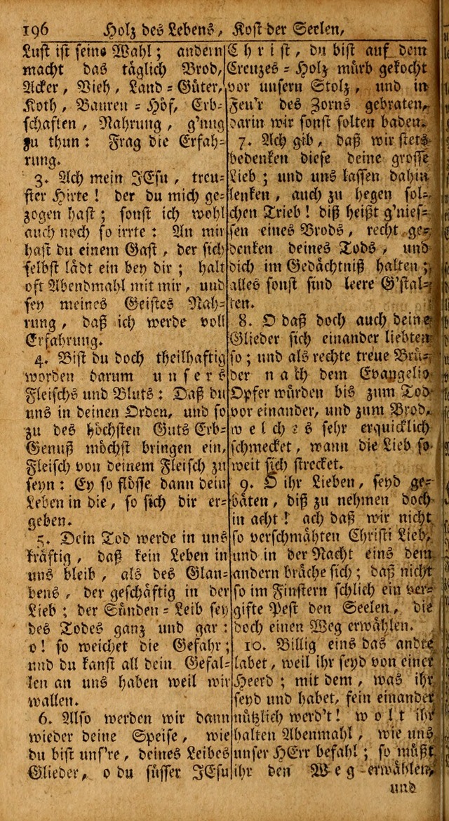 Das Kleine Davidische Psalterspiel der Kinder Zions: von alten und neuen auserlesenen Geistes-Gesängen allen wahren heils-begierigen säuglingen der weisheit, infonderheit aber denen Gemeinden ... page 196