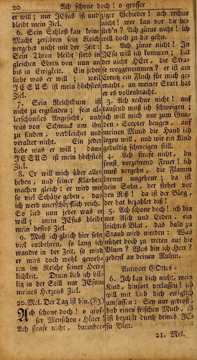 Das Kleine Davidische Psalterspiel der Kinder Zions: von alten und neuen auserlesenen Geistes-Gesängen allen wahren heils-begierigen säuglingen der weisheit, infonderheit aber denen Gemeinden ... page 20