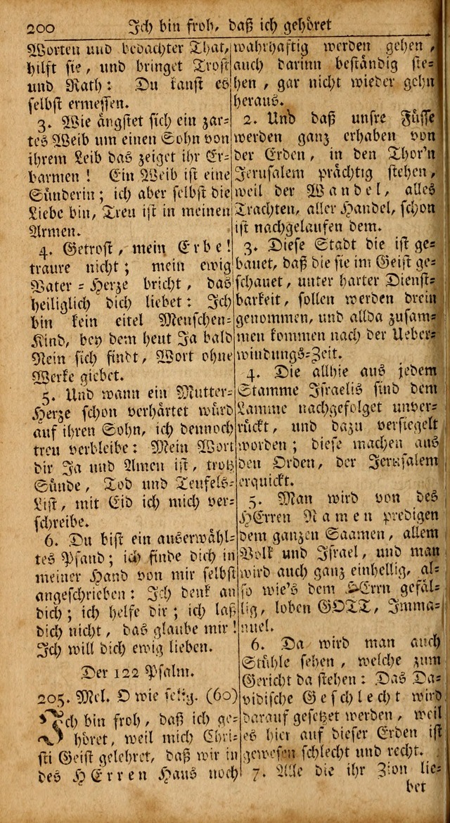 Das Kleine Davidische Psalterspiel der Kinder Zions: von alten und neuen auserlesenen Geistes-Gesängen allen wahren heils-begierigen säuglingen der weisheit, infonderheit aber denen Gemeinden ... page 200