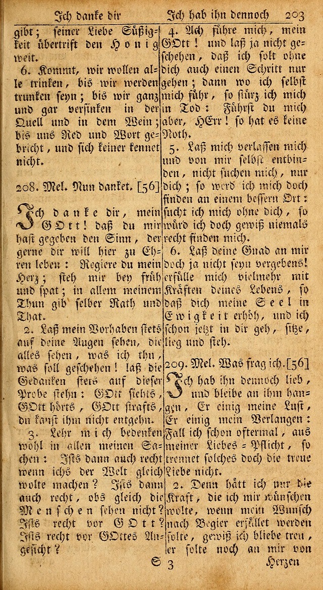 Das Kleine Davidische Psalterspiel der Kinder Zions: von alten und neuen auserlesenen Geistes-Gesängen allen wahren heils-begierigen säuglingen der weisheit, infonderheit aber denen Gemeinden ... page 203