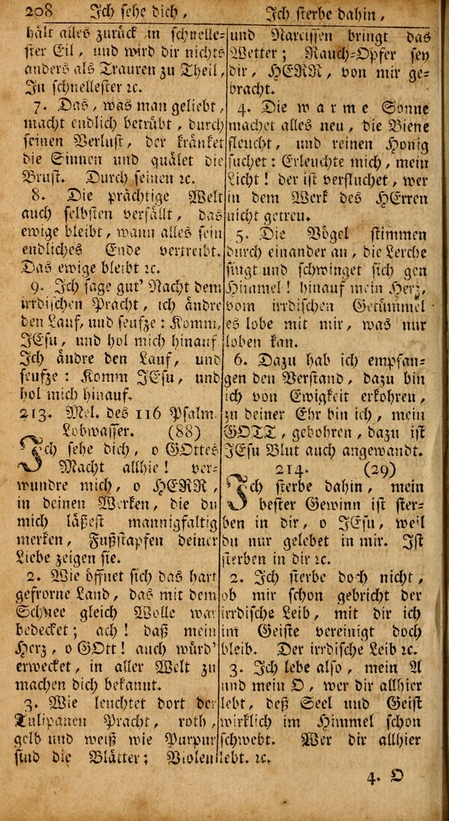 Das Kleine Davidische Psalterspiel der Kinder Zions: von alten und neuen auserlesenen Geistes-Gesängen allen wahren heils-begierigen säuglingen der weisheit, infonderheit aber denen Gemeinden ... page 208