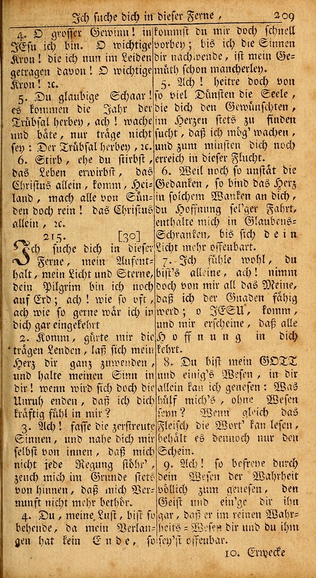 Das Kleine Davidische Psalterspiel der Kinder Zions: von alten und neuen auserlesenen Geistes-Gesängen allen wahren heils-begierigen säuglingen der weisheit, infonderheit aber denen Gemeinden ... page 209