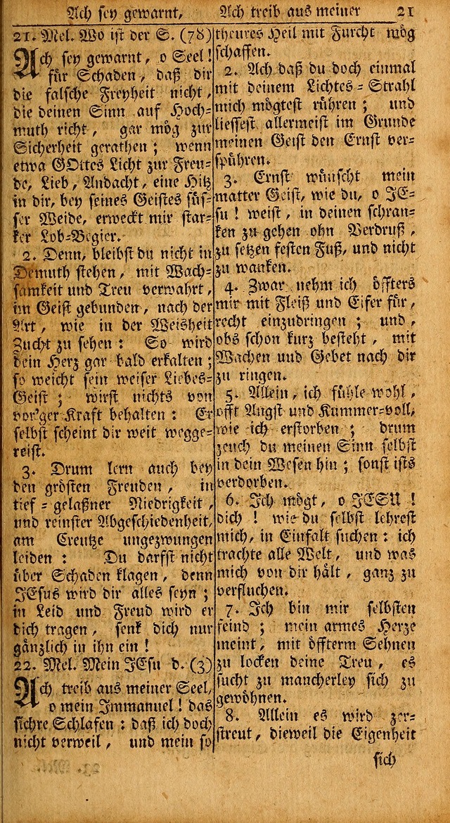 Das Kleine Davidische Psalterspiel der Kinder Zions: von alten und neuen auserlesenen Geistes-Gesängen allen wahren heils-begierigen säuglingen der weisheit, infonderheit aber denen Gemeinden ... page 21