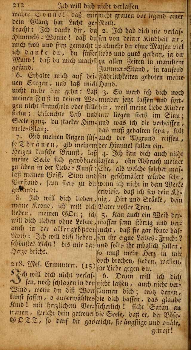 Das Kleine Davidische Psalterspiel der Kinder Zions: von alten und neuen auserlesenen Geistes-Gesängen allen wahren heils-begierigen säuglingen der weisheit, infonderheit aber denen Gemeinden ... page 212