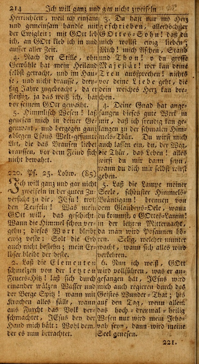 Das Kleine Davidische Psalterspiel der Kinder Zions: von alten und neuen auserlesenen Geistes-Gesängen allen wahren heils-begierigen säuglingen der weisheit, infonderheit aber denen Gemeinden ... page 214