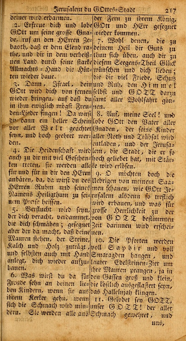 Das Kleine Davidische Psalterspiel der Kinder Zions: von alten und neuen auserlesenen Geistes-Gesängen allen wahren heils-begierigen säuglingen der weisheit, infonderheit aber denen Gemeinden ... page 217