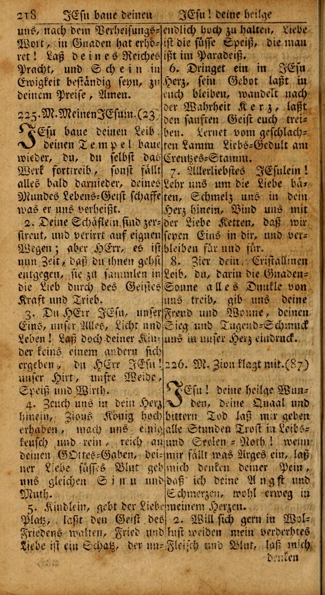 Das Kleine Davidische Psalterspiel der Kinder Zions: von alten und neuen auserlesenen Geistes-Gesängen allen wahren heils-begierigen säuglingen der weisheit, infonderheit aber denen Gemeinden ... page 218