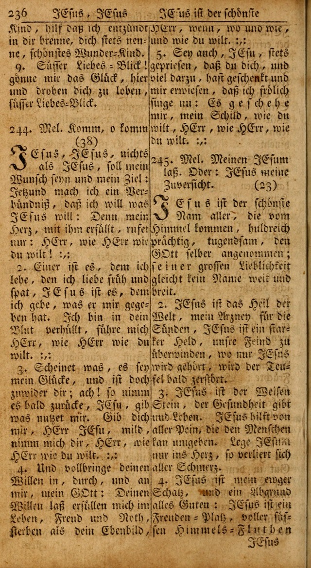 Das Kleine Davidische Psalterspiel der Kinder Zions: von alten und neuen auserlesenen Geistes-Gesängen allen wahren heils-begierigen säuglingen der weisheit, infonderheit aber denen Gemeinden ... page 236