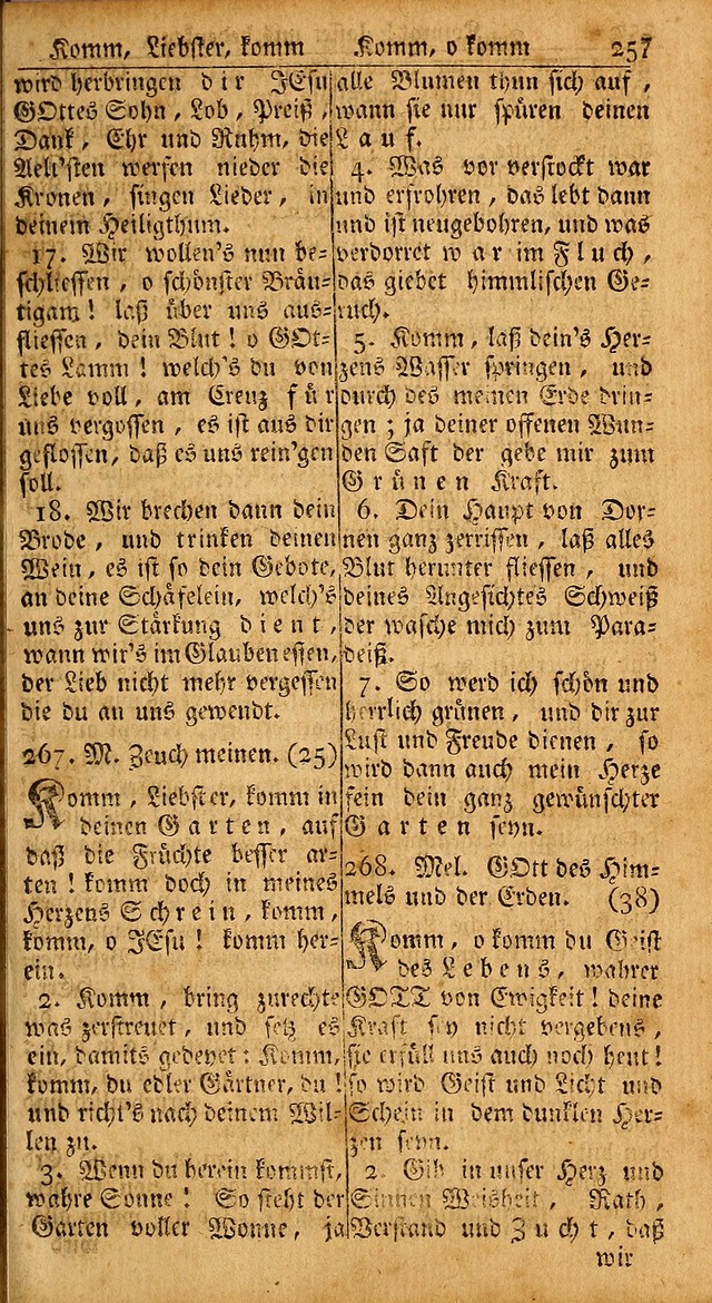 Das Kleine Davidische Psalterspiel der Kinder Zions: von alten und neuen auserlesenen Geistes-Gesängen allen wahren heils-begierigen säuglingen der weisheit, infonderheit aber denen Gemeinden ... page 257