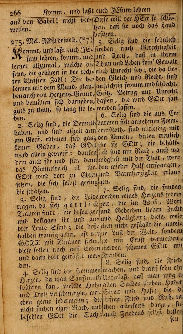 Das Kleine Davidische Psalterspiel der Kinder Zions: von alten und neuen auserlesenen Geistes-Gesängen allen wahren heils-begierigen säuglingen der weisheit, infonderheit aber denen Gemeinden ... page 266