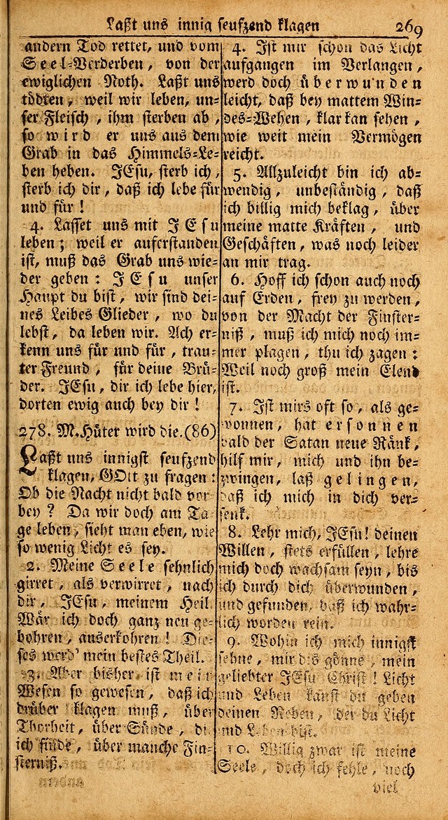 Das Kleine Davidische Psalterspiel der Kinder Zions: von alten und neuen auserlesenen Geistes-Gesängen allen wahren heils-begierigen säuglingen der weisheit, infonderheit aber denen Gemeinden ... page 269