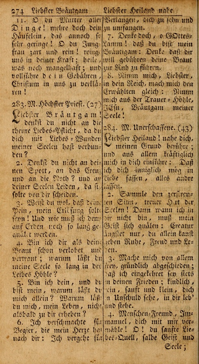 Das Kleine Davidische Psalterspiel der Kinder Zions: von alten und neuen auserlesenen Geistes-Gesängen allen wahren heils-begierigen säuglingen der weisheit, infonderheit aber denen Gemeinden ... page 274