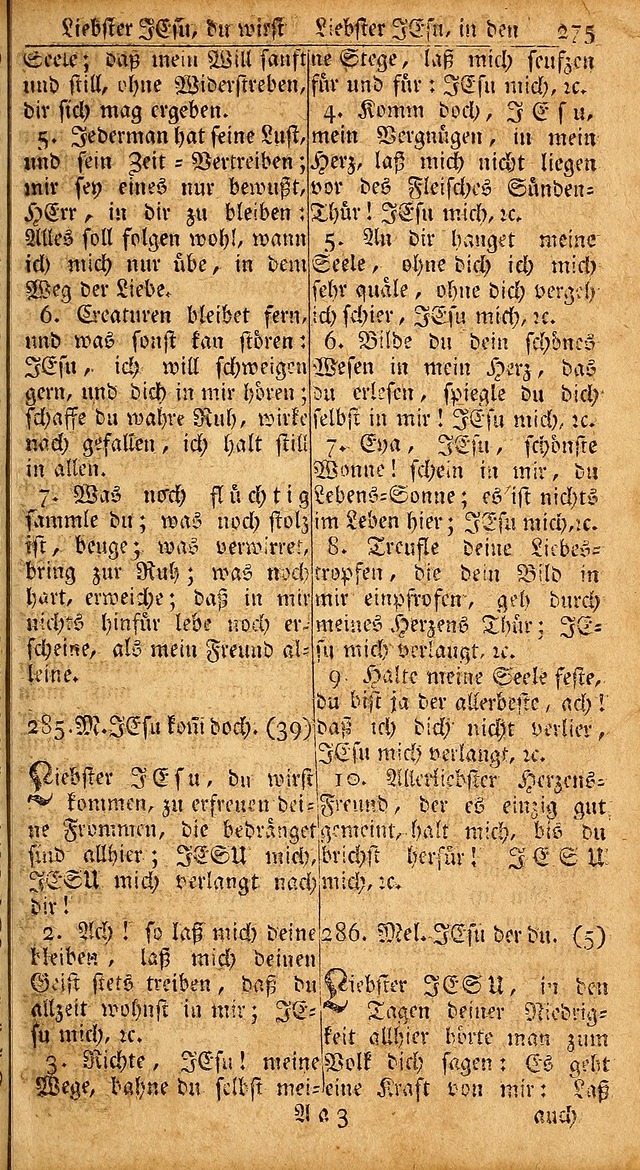 Das Kleine Davidische Psalterspiel der Kinder Zions: von alten und neuen auserlesenen Geistes-Gesängen allen wahren heils-begierigen säuglingen der weisheit, infonderheit aber denen Gemeinden ... page 275