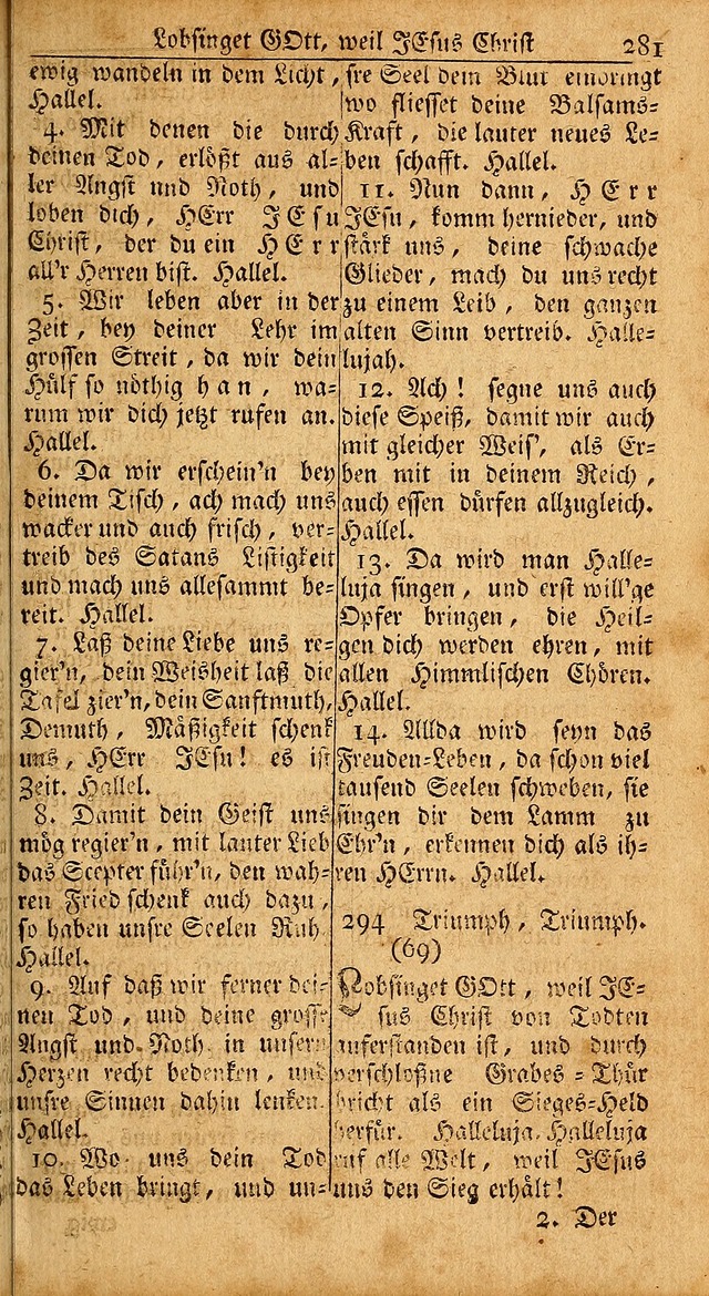 Das Kleine Davidische Psalterspiel der Kinder Zions: von alten und neuen auserlesenen Geistes-Gesängen allen wahren heils-begierigen säuglingen der weisheit, infonderheit aber denen Gemeinden ... page 281