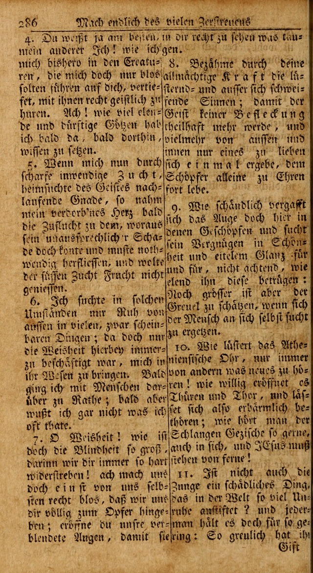 Das Kleine Davidische Psalterspiel der Kinder Zions: von alten und neuen auserlesenen Geistes-Gesängen allen wahren heils-begierigen säuglingen der weisheit, infonderheit aber denen Gemeinden ... page 286