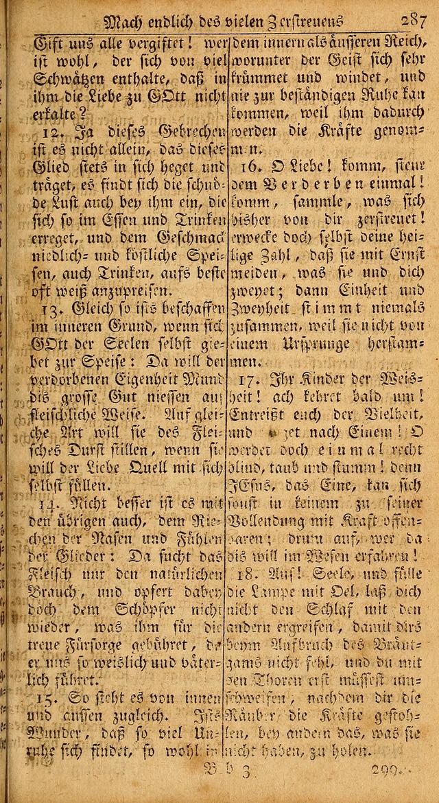 Das Kleine Davidische Psalterspiel der Kinder Zions: von alten und neuen auserlesenen Geistes-Gesängen allen wahren heils-begierigen säuglingen der weisheit, infonderheit aber denen Gemeinden ... page 287