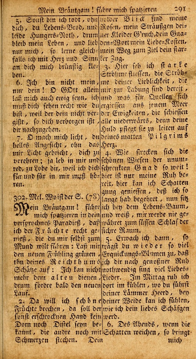 Das Kleine Davidische Psalterspiel der Kinder Zions: von alten und neuen auserlesenen Geistes-Gesängen allen wahren heils-begierigen säuglingen der weisheit, infonderheit aber denen Gemeinden ... page 291