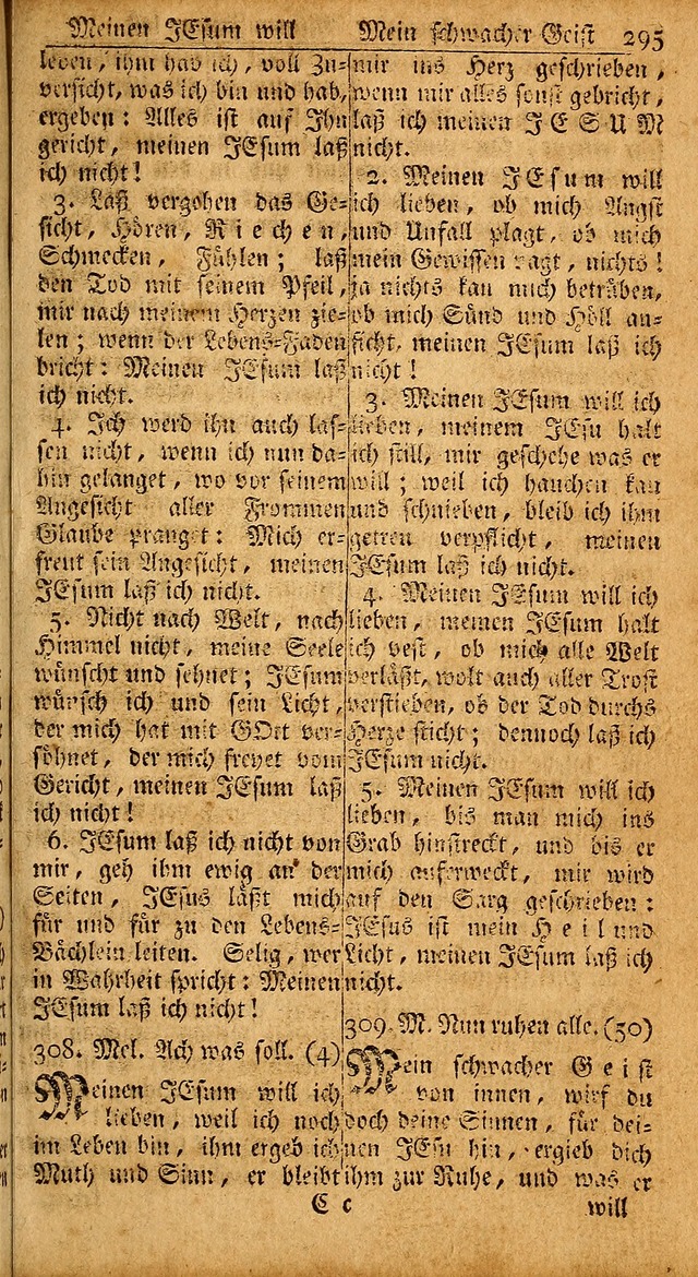 Das Kleine Davidische Psalterspiel der Kinder Zions: von alten und neuen auserlesenen Geistes-Gesängen allen wahren heils-begierigen säuglingen der weisheit, infonderheit aber denen Gemeinden ... page 295