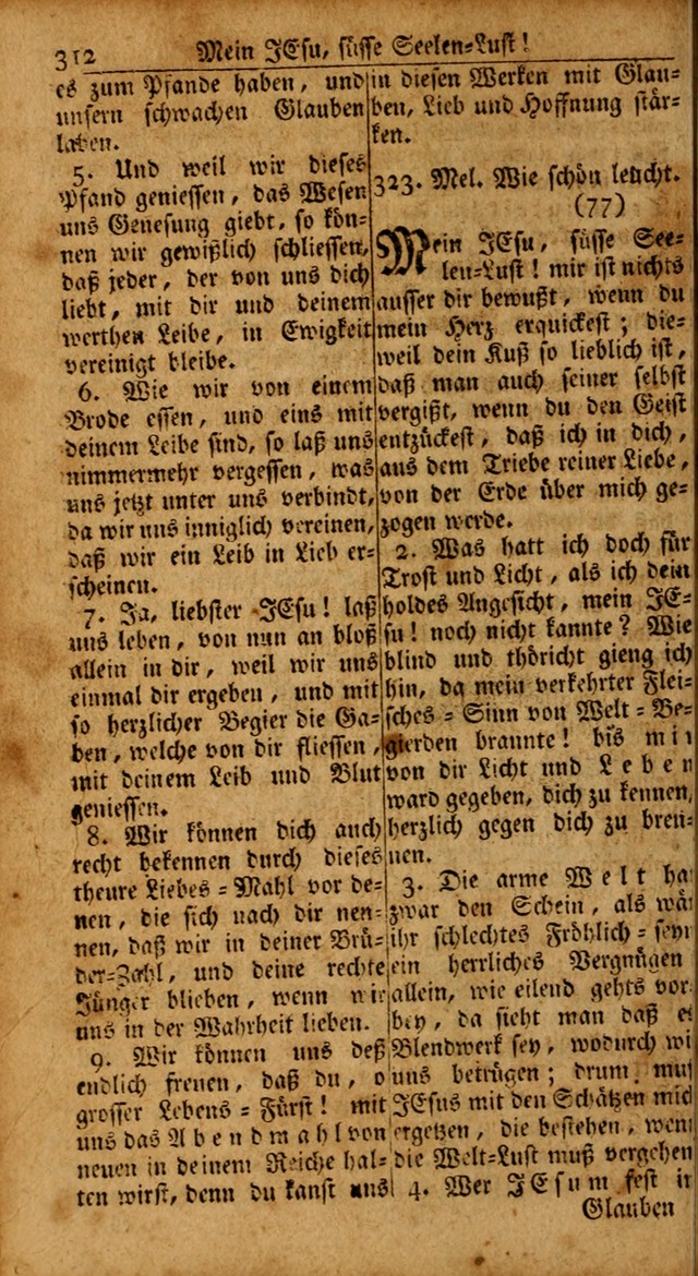 Das Kleine Davidische Psalterspiel der Kinder Zions: von alten und neuen auserlesenen Geistes-Gesängen allen wahren heils-begierigen säuglingen der weisheit, infonderheit aber denen Gemeinden ... page 312