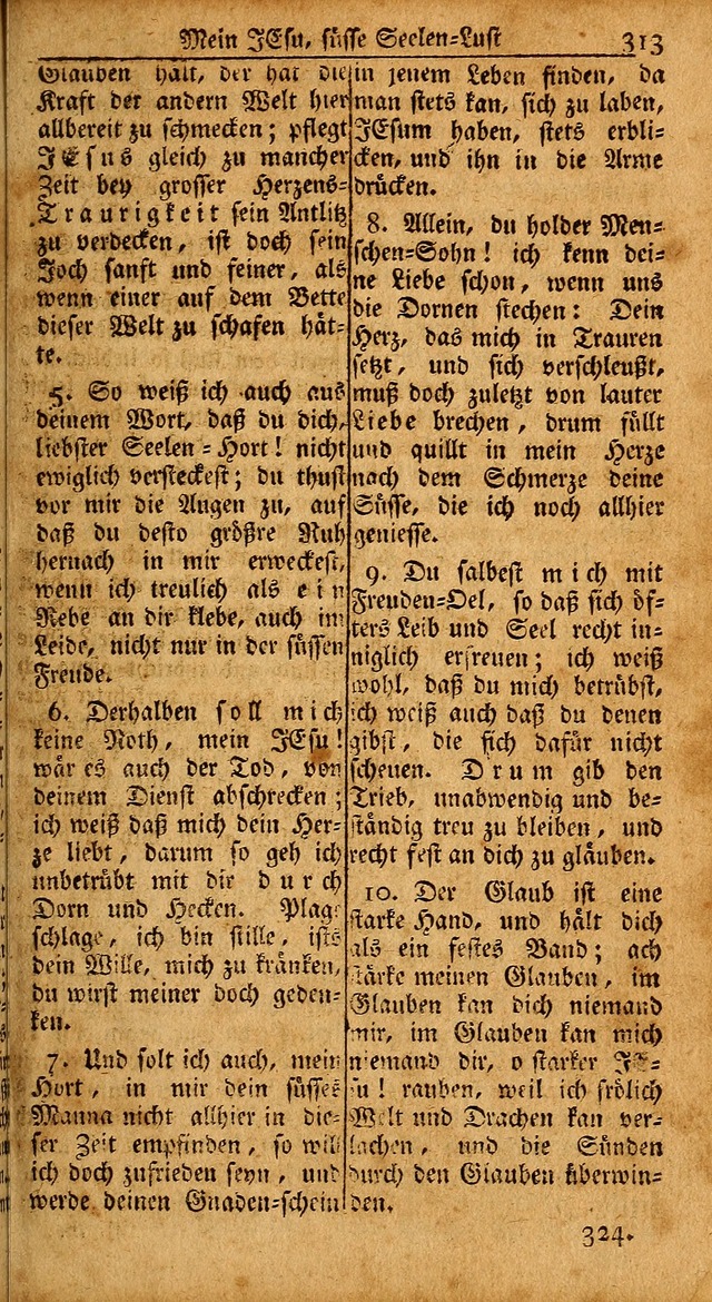 Das Kleine Davidische Psalterspiel der Kinder Zions: von alten und neuen auserlesenen Geistes-Gesängen allen wahren heils-begierigen säuglingen der weisheit, infonderheit aber denen Gemeinden ... page 313