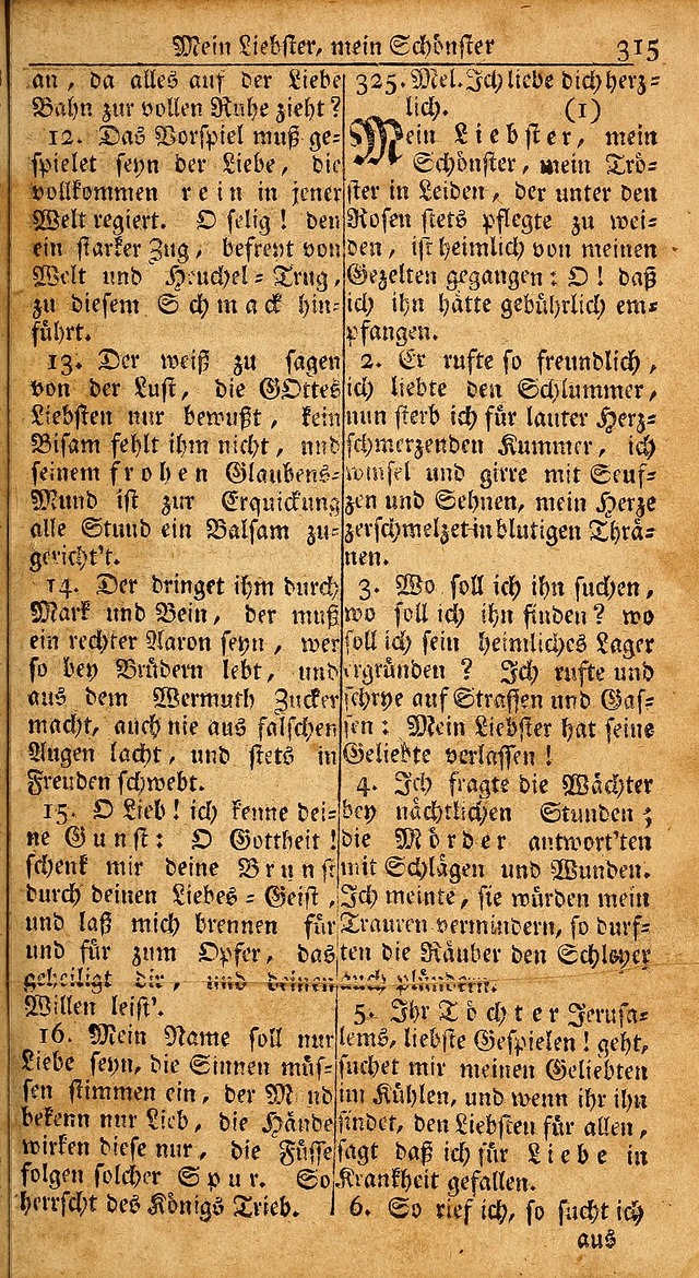 Das Kleine Davidische Psalterspiel der Kinder Zions: von alten und neuen auserlesenen Geistes-Gesängen allen wahren heils-begierigen säuglingen der weisheit, infonderheit aber denen Gemeinden ... page 315