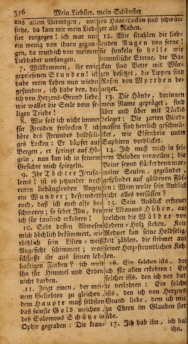 Das Kleine Davidische Psalterspiel der Kinder Zions: von alten und neuen auserlesenen Geistes-Gesängen allen wahren heils-begierigen säuglingen der weisheit, infonderheit aber denen Gemeinden ... page 316