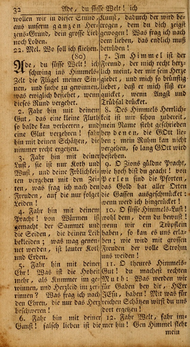 Das Kleine Davidische Psalterspiel der Kinder Zions: von alten und neuen auserlesenen Geistes-Gesängen allen wahren heils-begierigen säuglingen der weisheit, infonderheit aber denen Gemeinden ... page 32