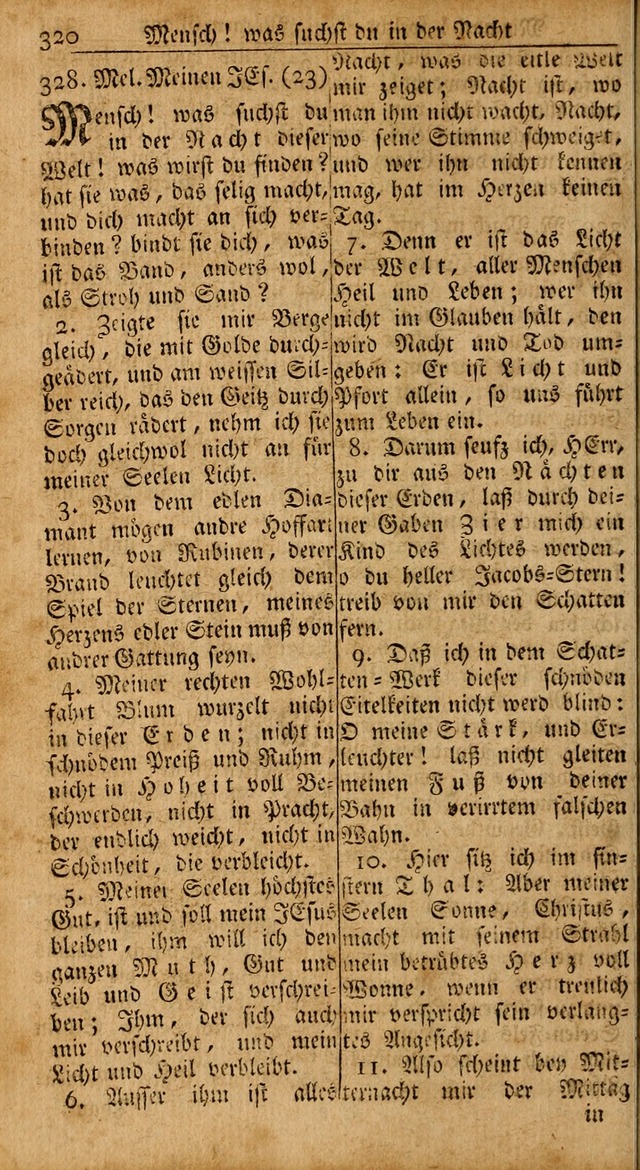 Das Kleine Davidische Psalterspiel der Kinder Zions: von alten und neuen auserlesenen Geistes-Gesängen allen wahren heils-begierigen säuglingen der weisheit, infonderheit aber denen Gemeinden ... page 320