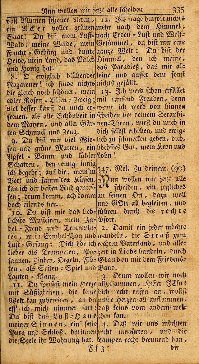 Das Kleine Davidische Psalterspiel der Kinder Zions: von alten und neuen auserlesenen Geistes-Gesängen allen wahren heils-begierigen säuglingen der weisheit, infonderheit aber denen Gemeinden ... page 335